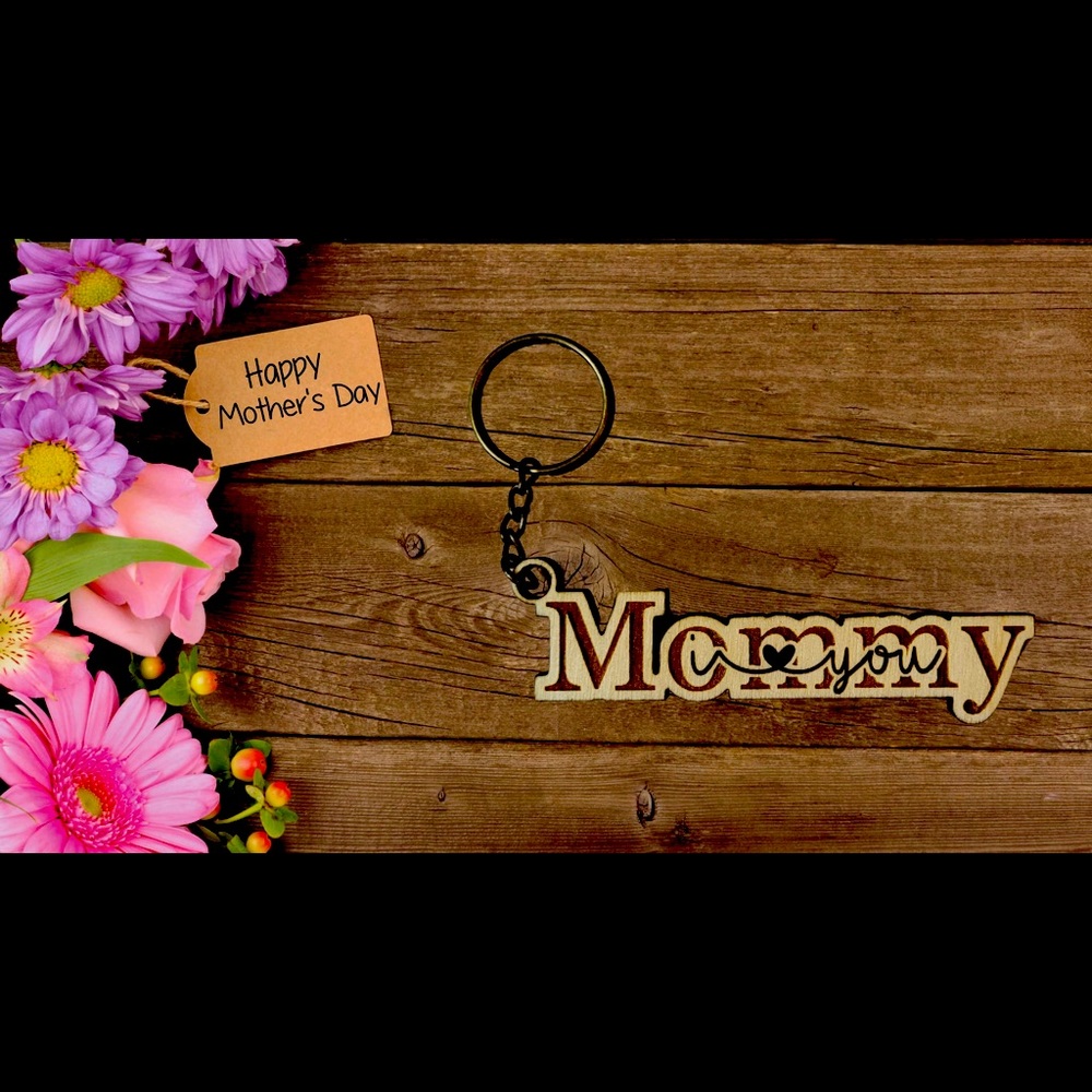 Mother’s Day custom wooden keychain